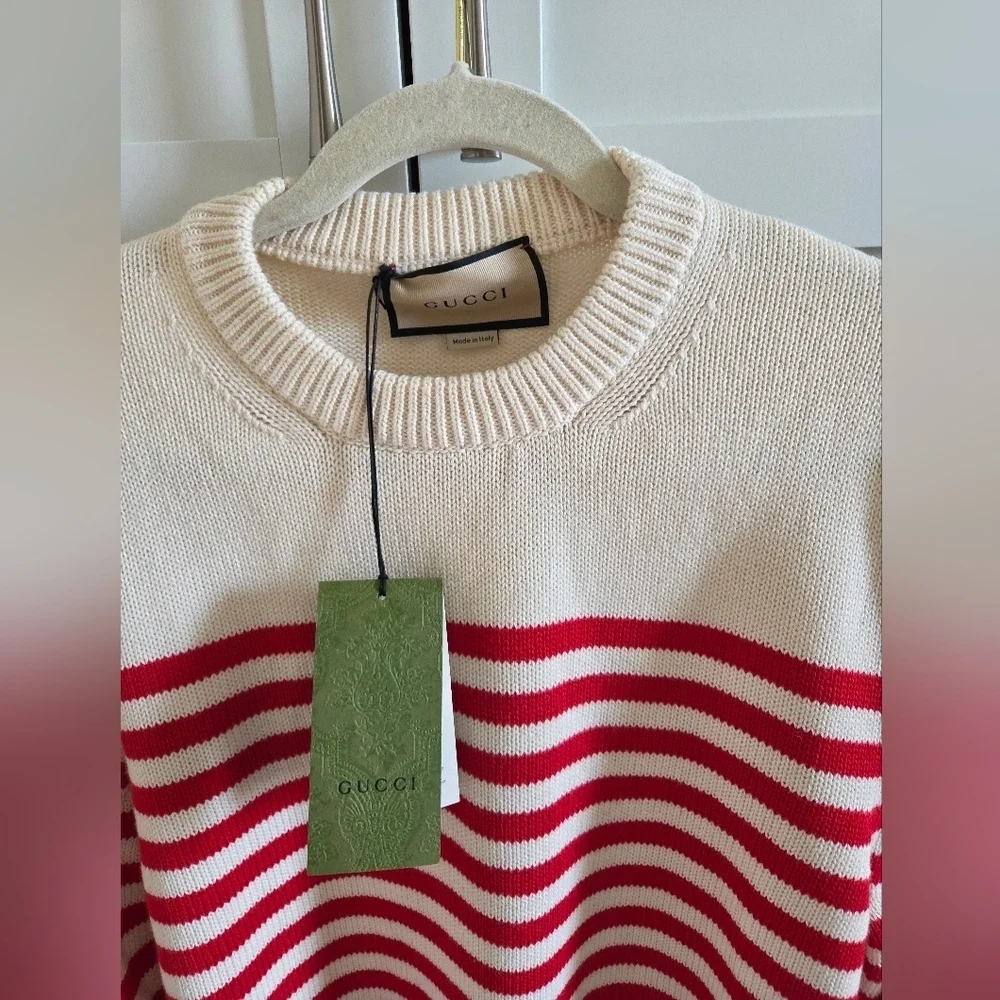 Gucci NWTs Stripped Cotton & Wool Sweater